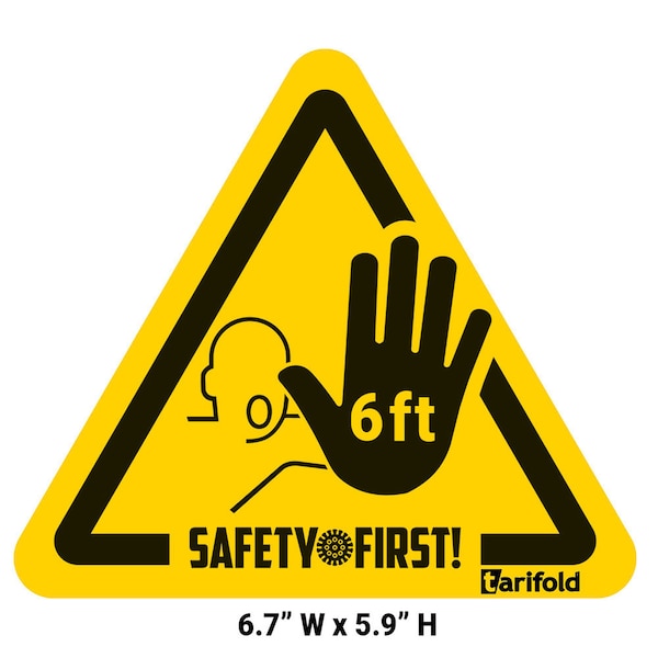 Anti-Slip Safety Floor Marking Stickers, 3-Sided, 5.9" x 6.7", PK20, 197855